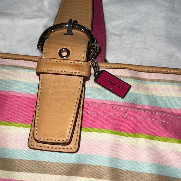 Coach Leather Heritage Stripe Diaper Bag - Picture 3 of 10